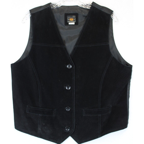 Route 66 Leather Vest Women Large Black Suede Biker Western Wear Front Pockets - Picture 1 of 15